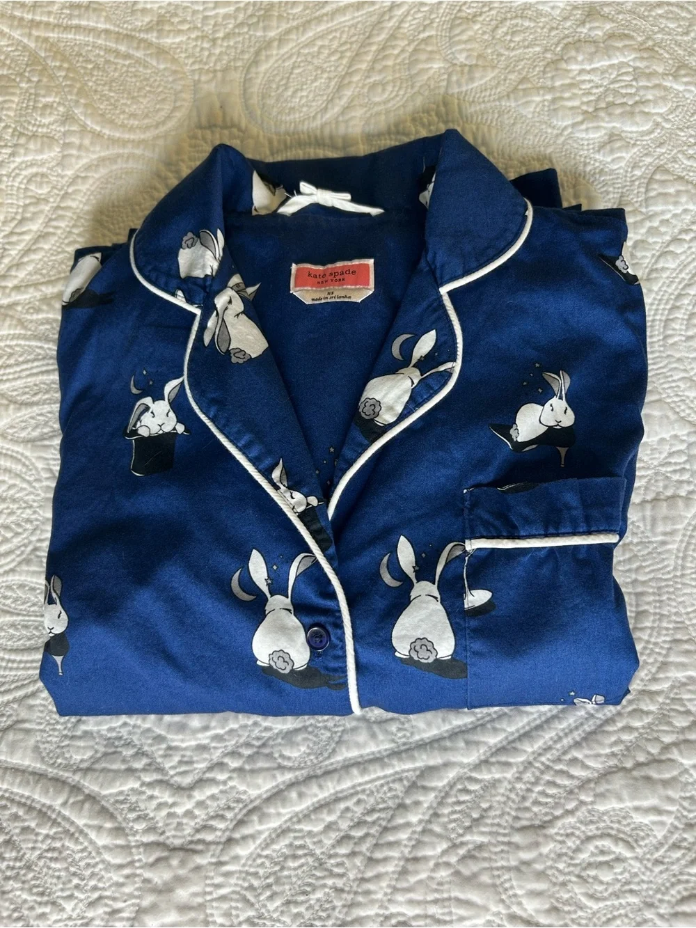 ♠️💙kate spade blue and white bunny print pajama set💙♠️